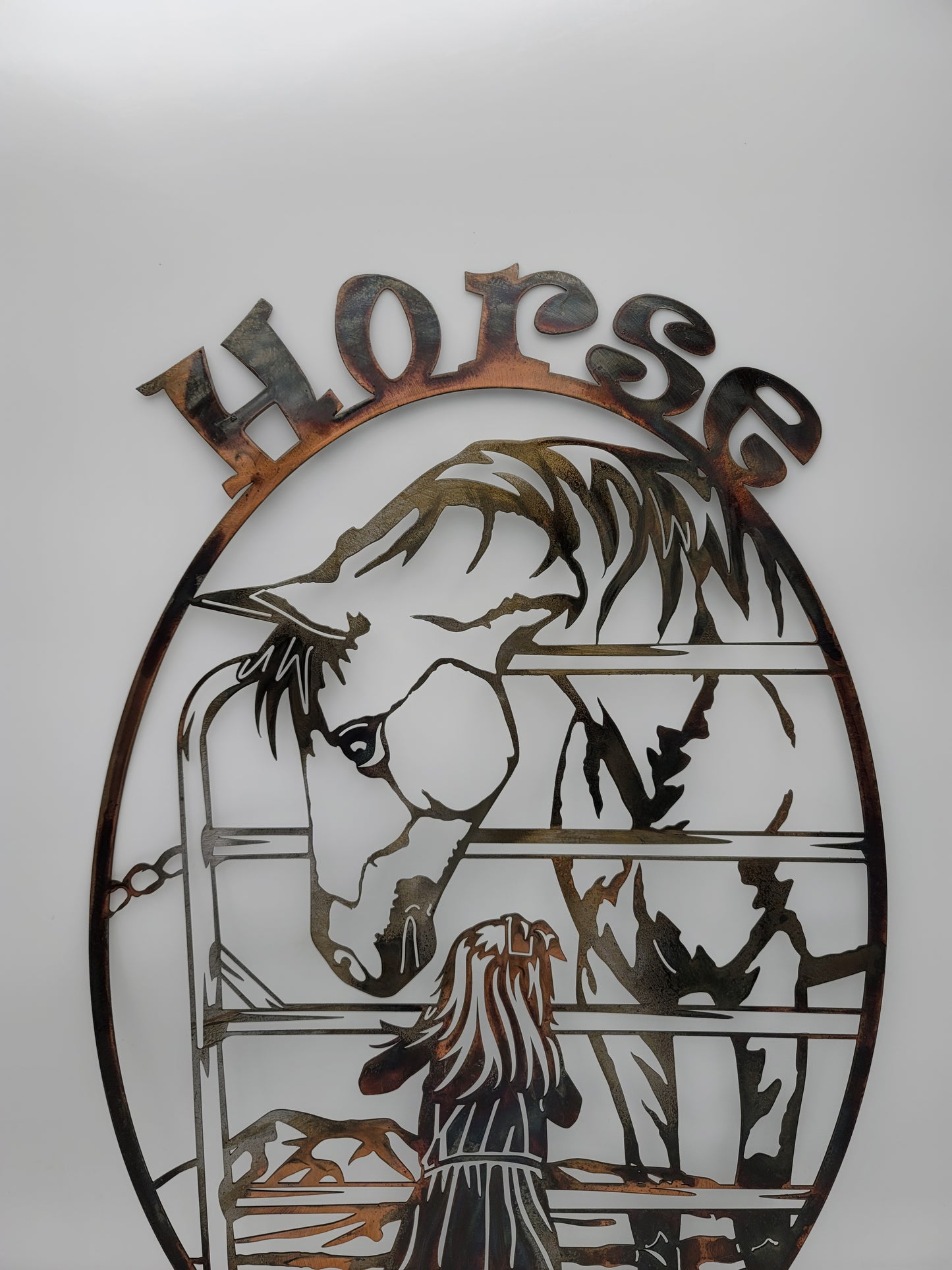 Horse Life Oval Metal Wall Hanging