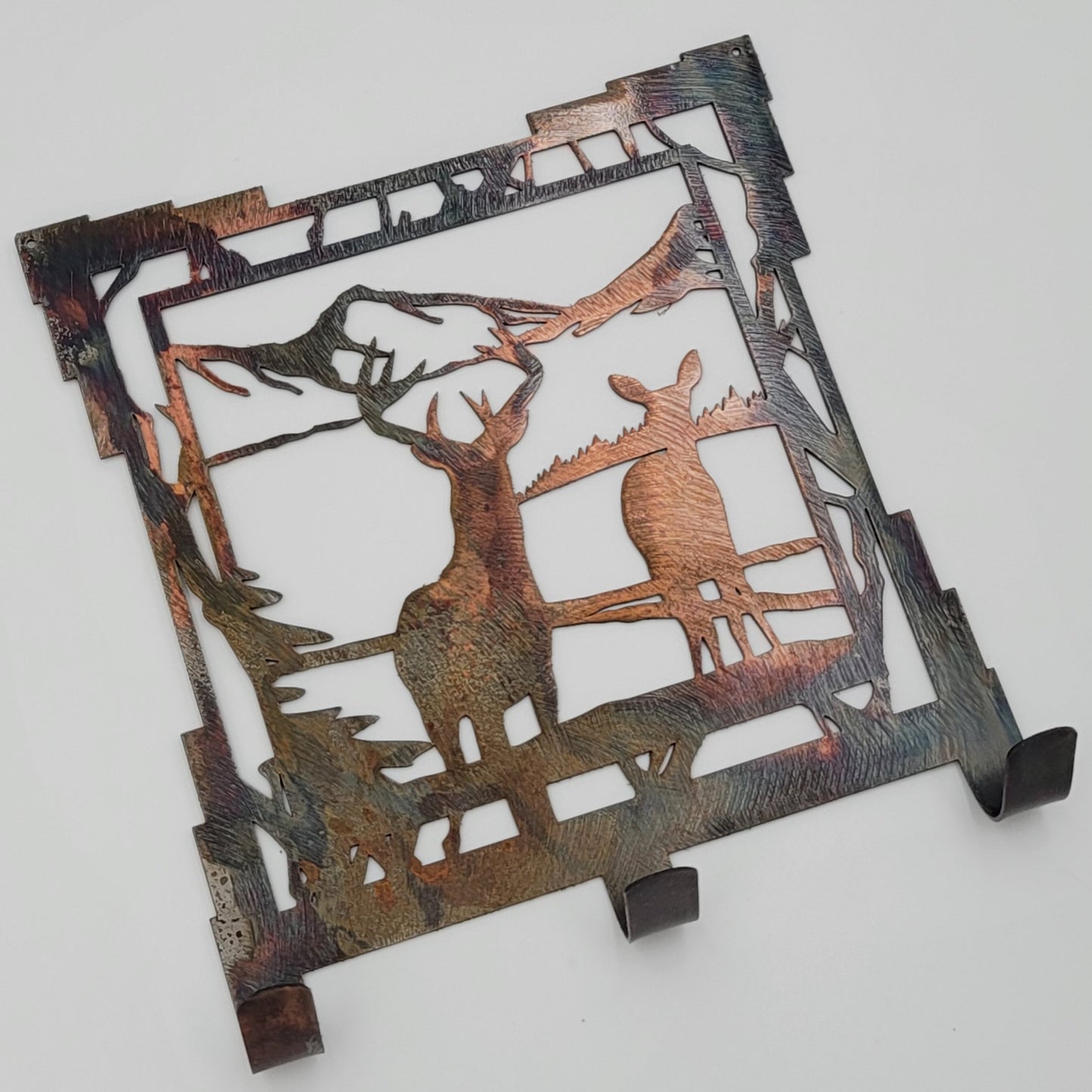 Southwest Two Deer Metal Key Rack