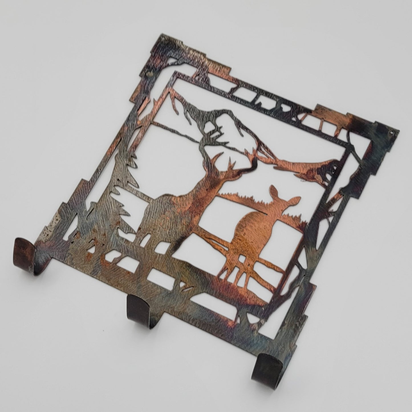 Southwest Two Deer Metal Key Rack