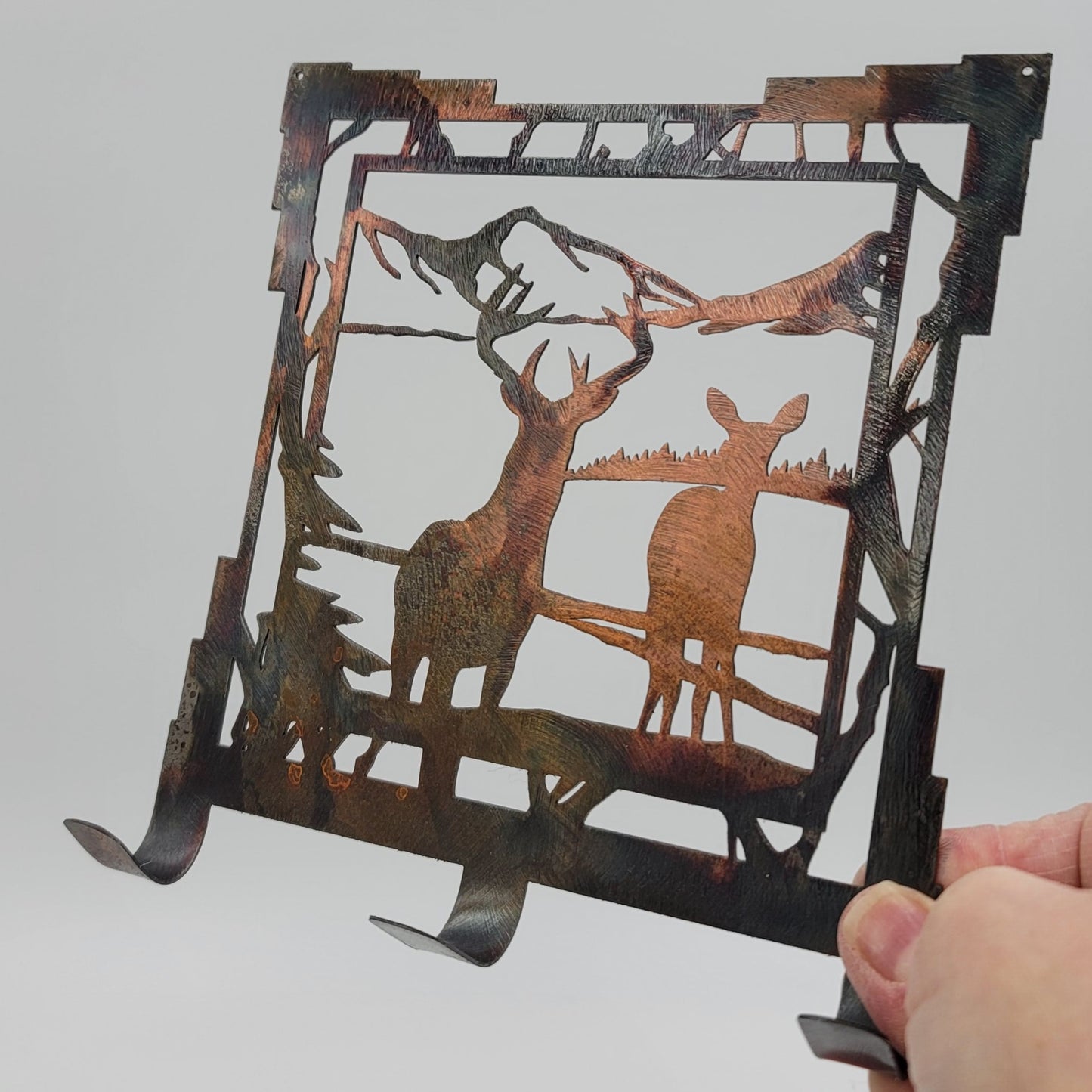 Southwest Two Deer Metal Key Rack