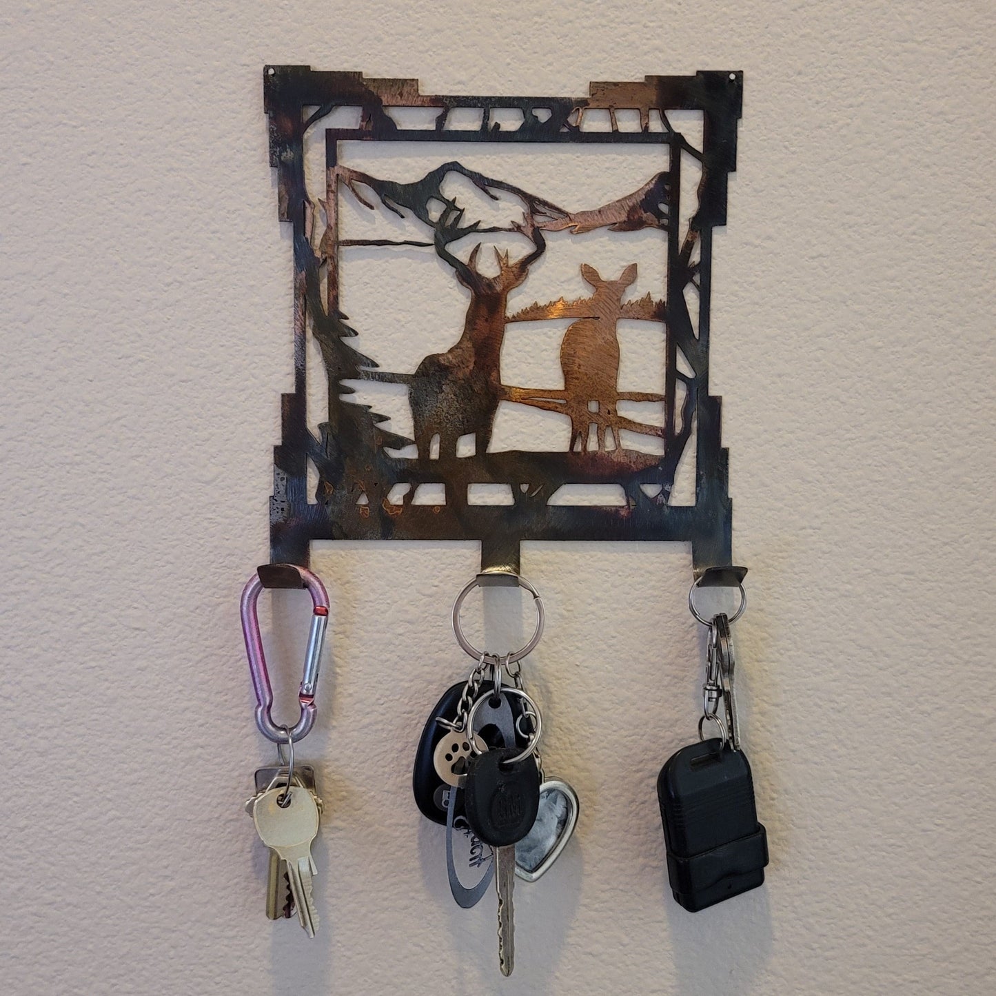 Southwest Two Deer Metal Key Rack