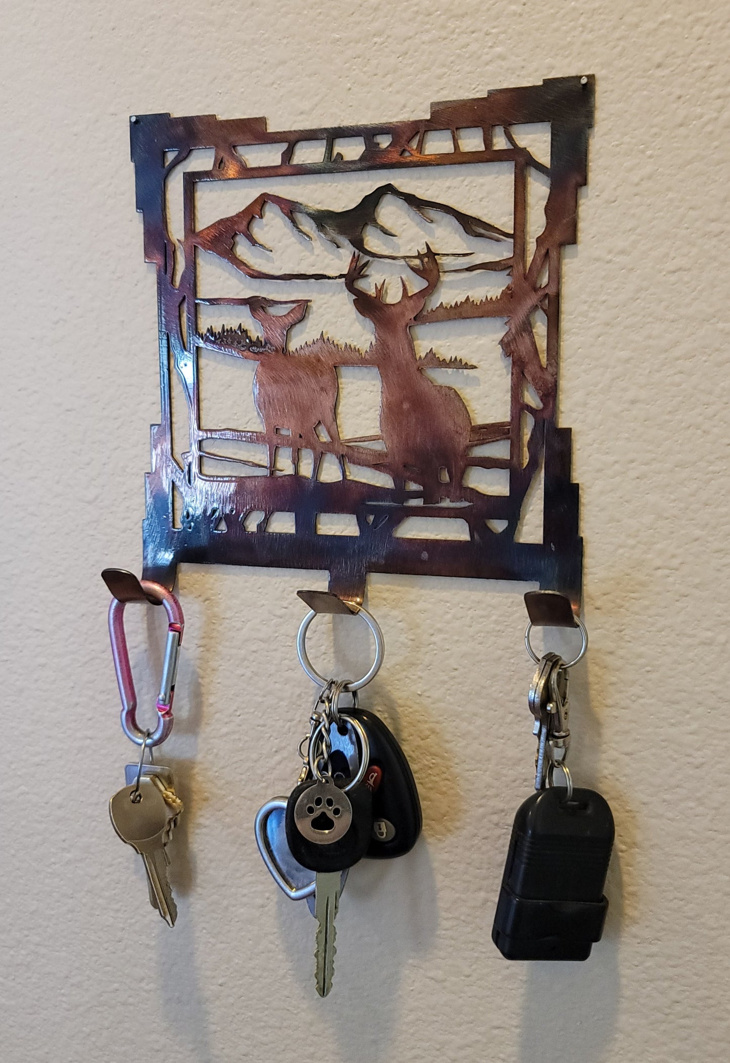 Rustic Metal Deer Key Rack