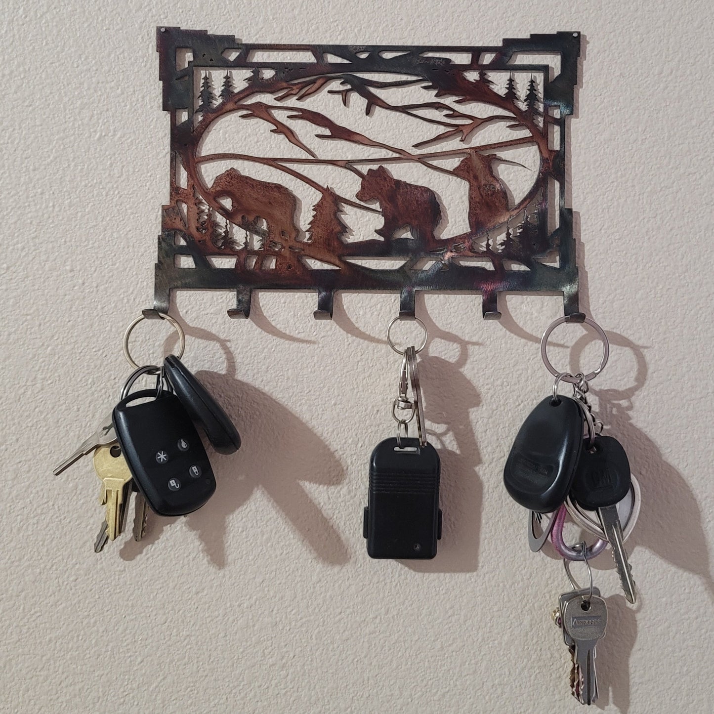 Southwest Bear Cub Metal Key Rack