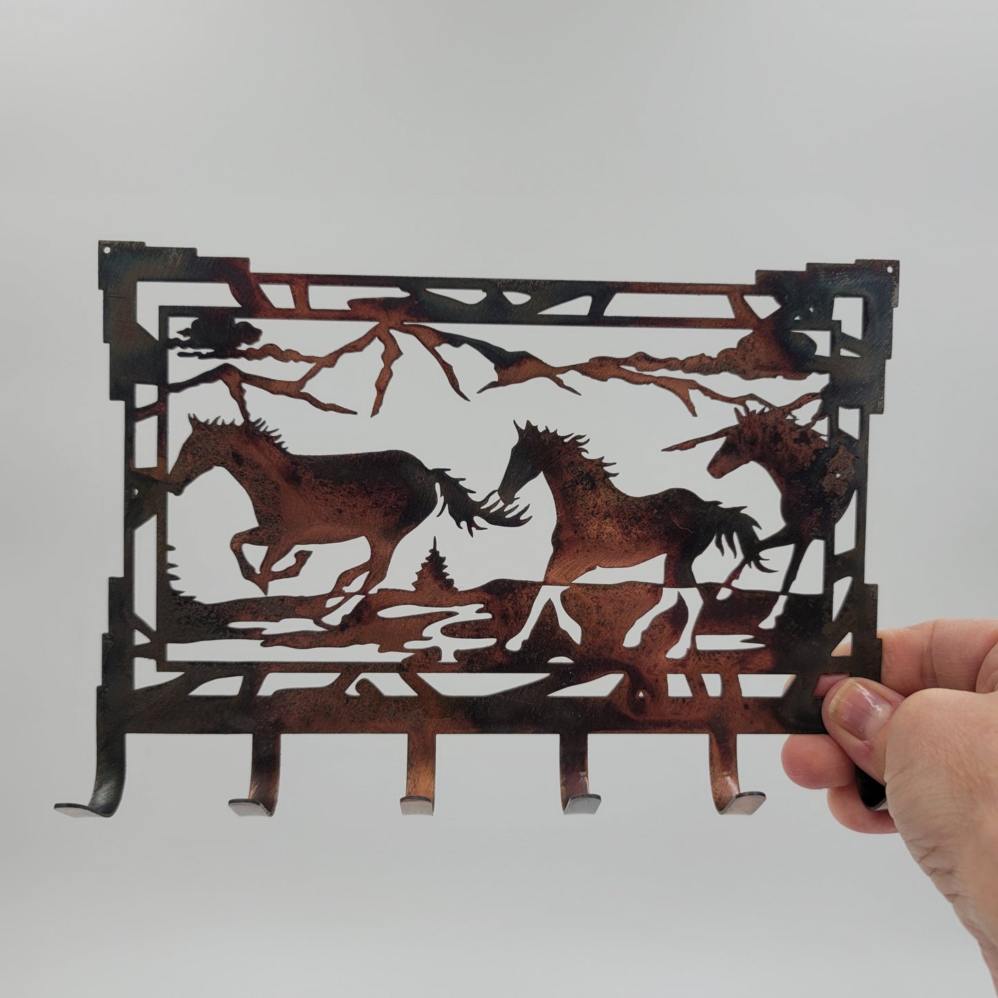 Southwest Horse Metal Key Rack