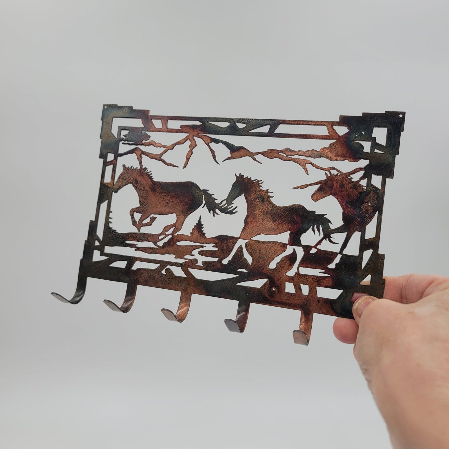 Southwest Horse Metal Key Rack
