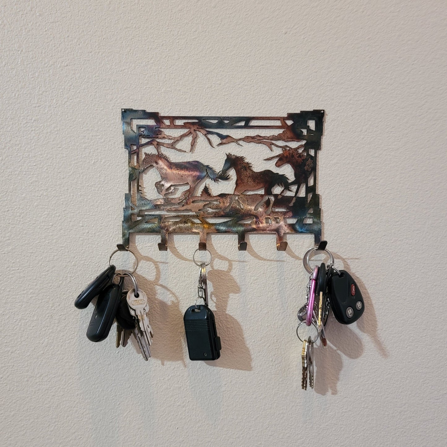 Southwest Horse Metal Key Rack