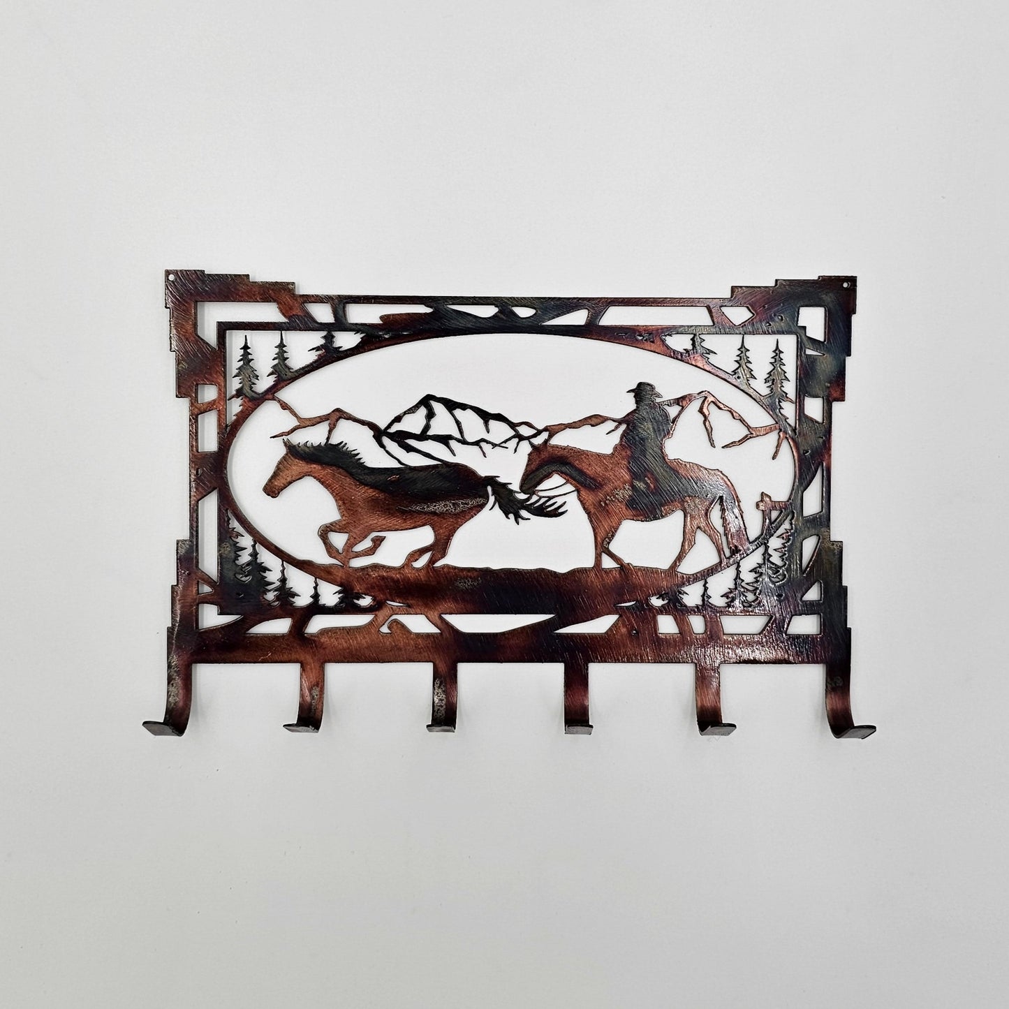 Southwest Cowboy and Horse Rustic Key Rack