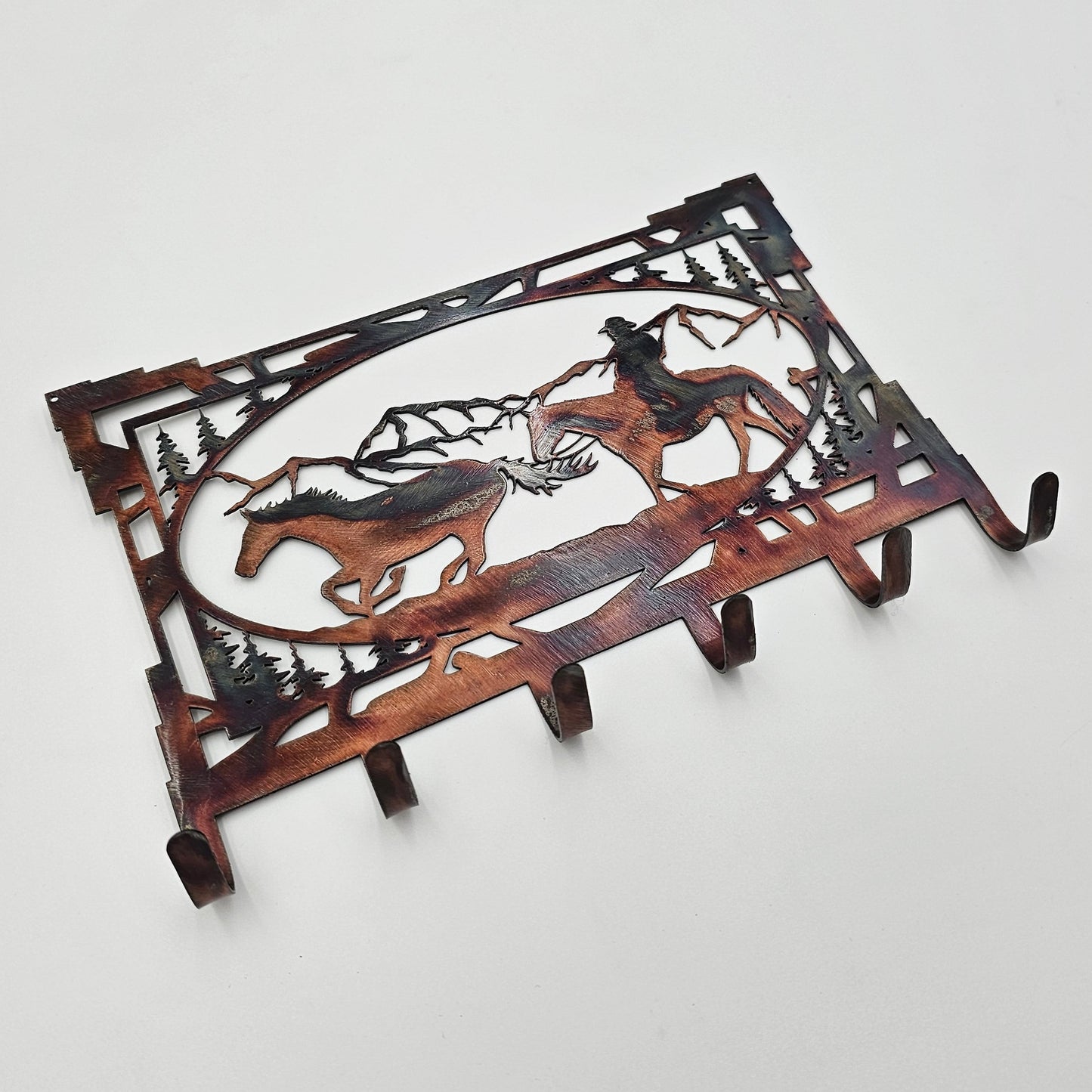 Southwest Cowboy and Horse Rustic Key Rack