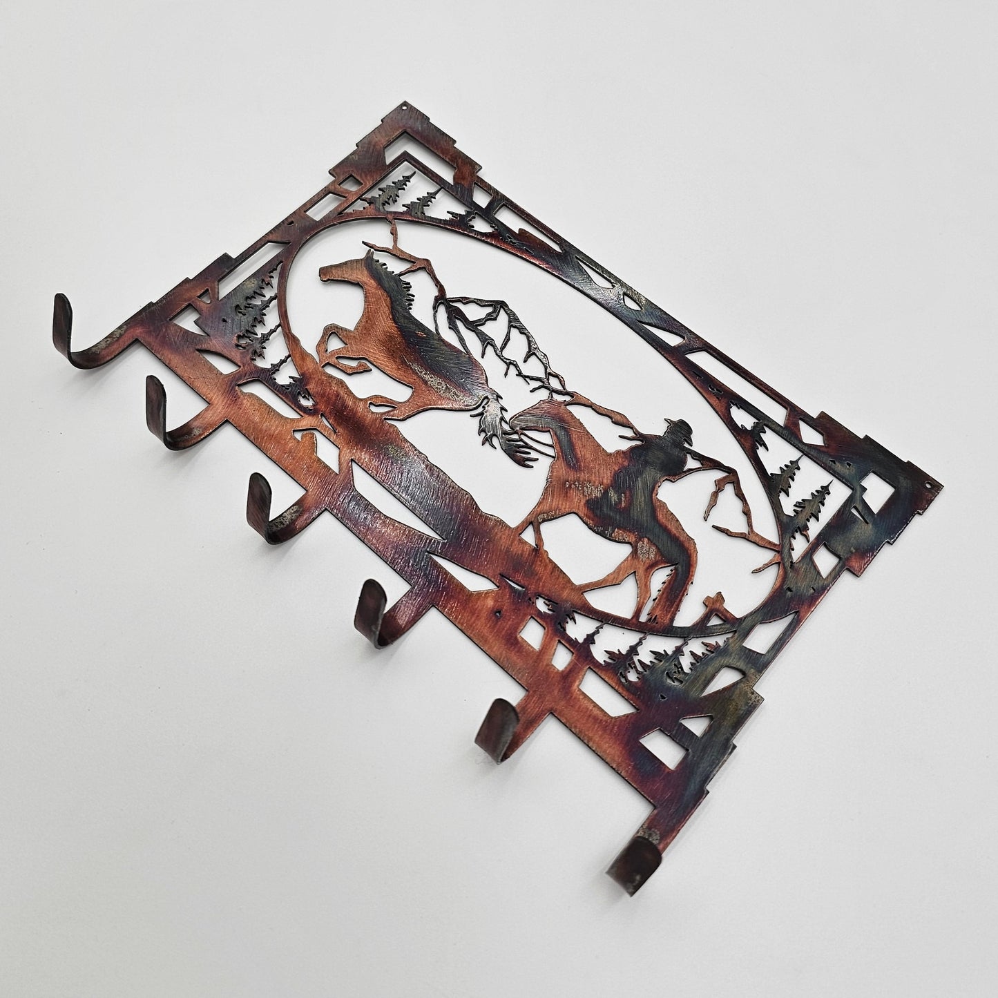 Southwest Cowboy and Horse Rustic Key Rack