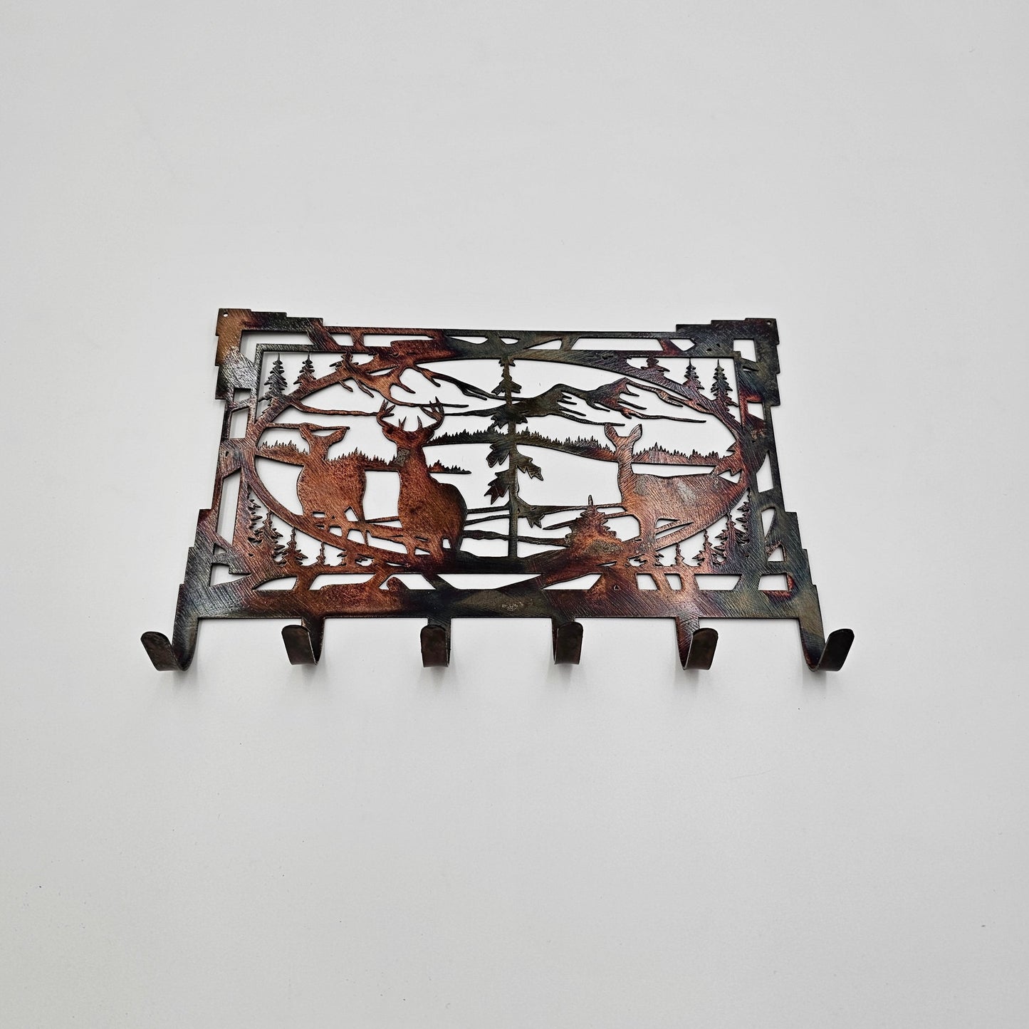 Rustic Deer Family Metal Key Rack
