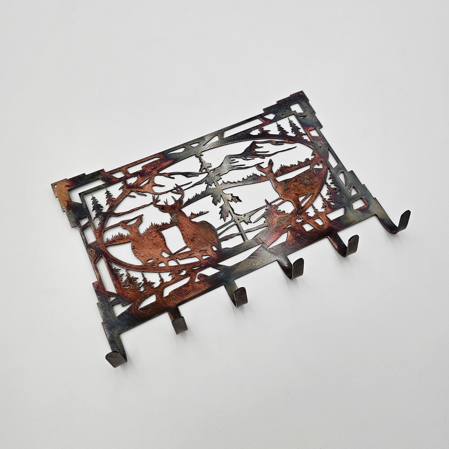 Rustic Deer Family Metal Key Rack
