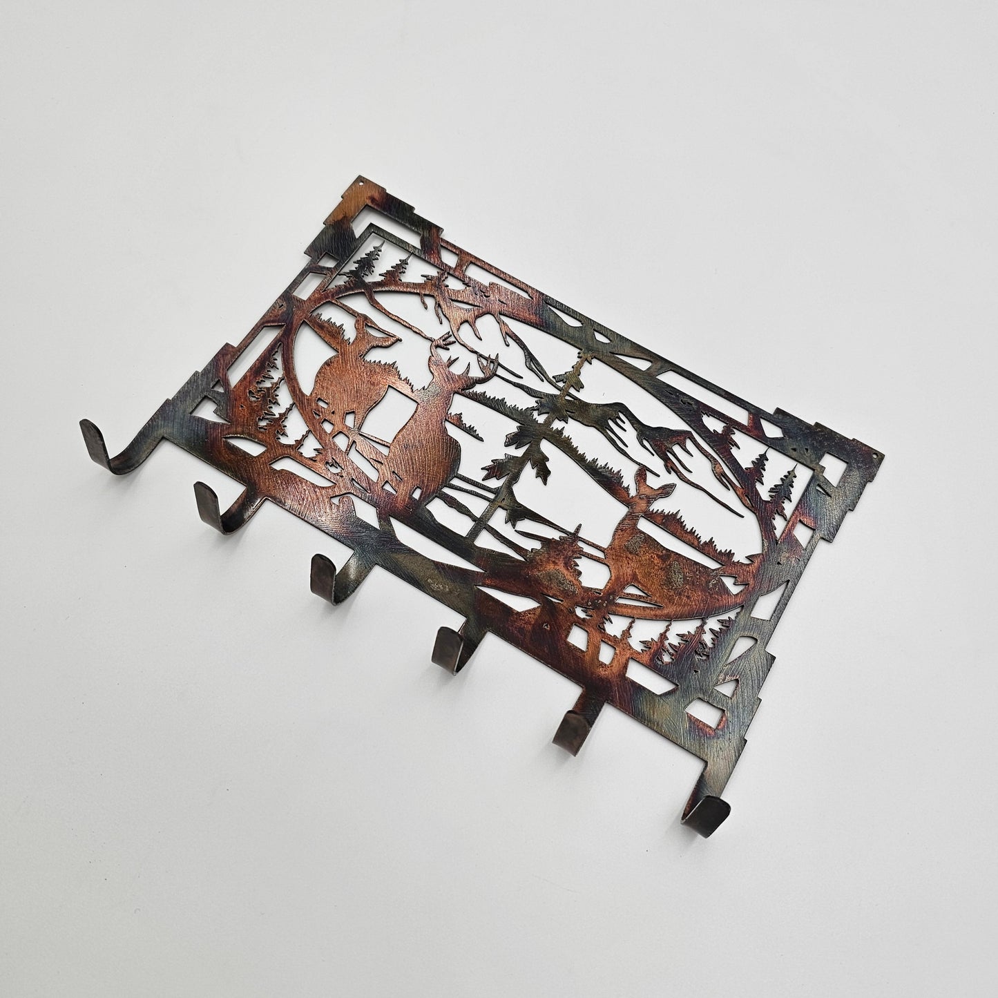 Rustic Deer Family Metal Key Rack