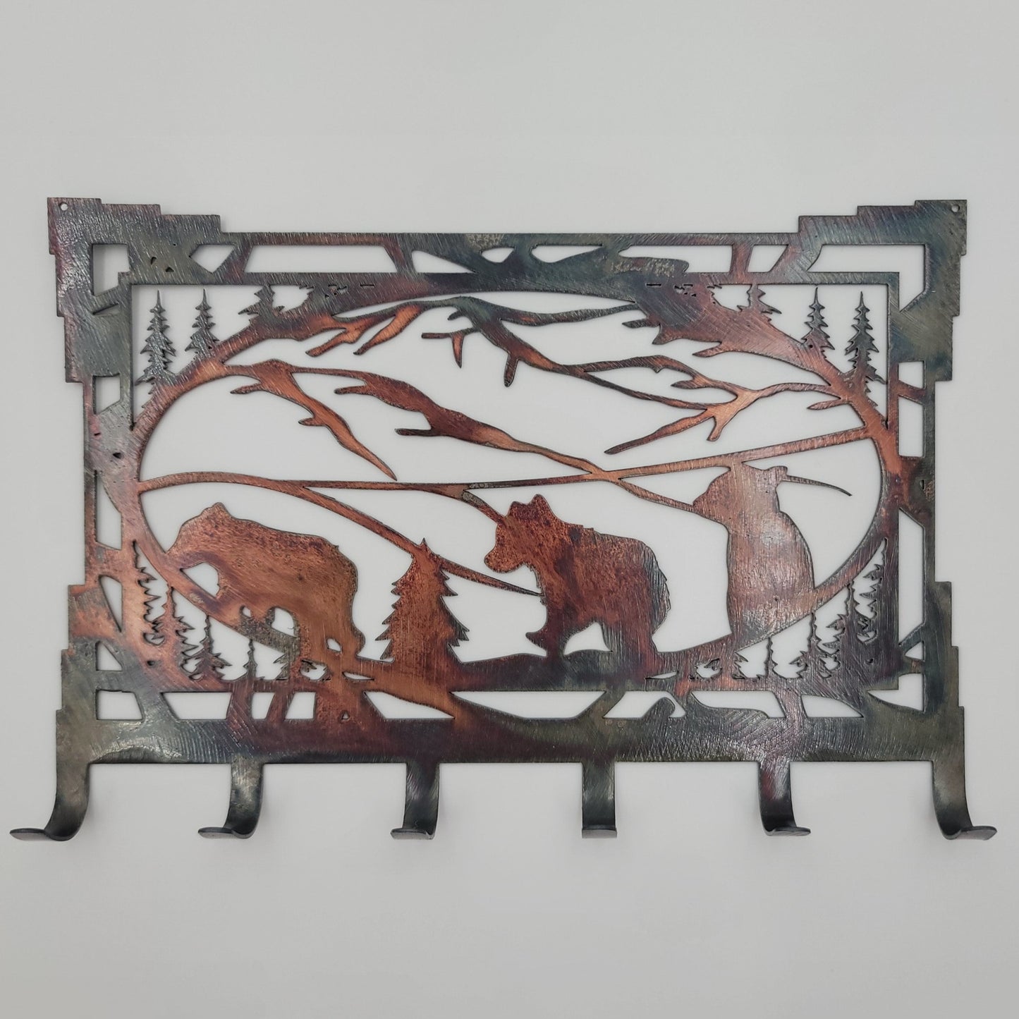 Southwest Bear Cub Metal Key Rack