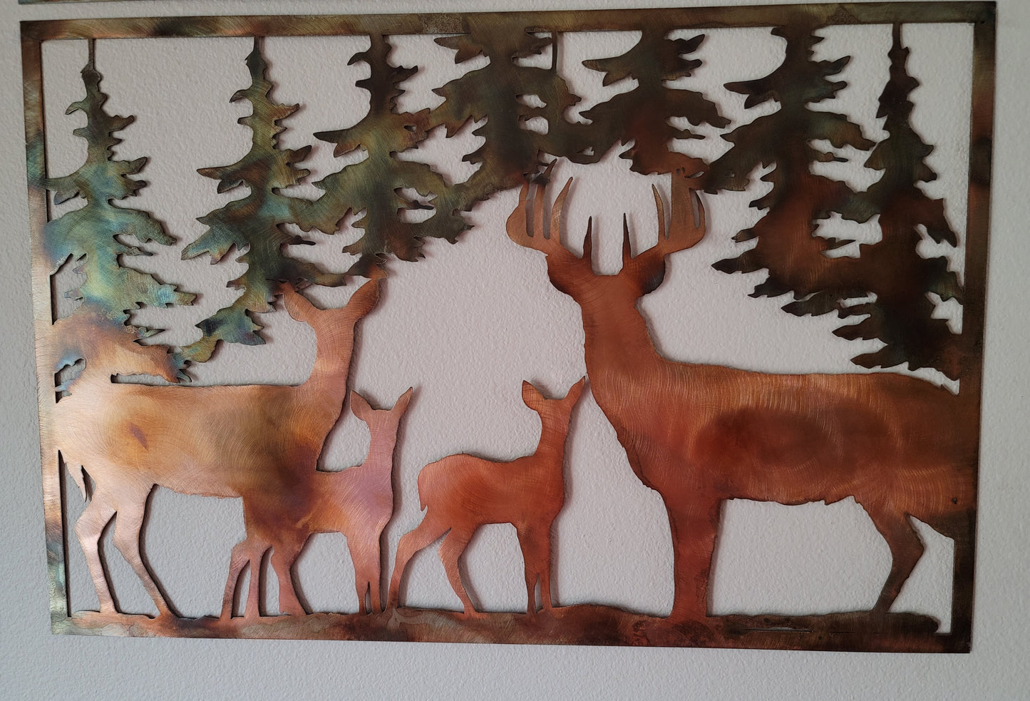 Deer Family Metal Wall Art | Rustic Wildlife Cabin Decor
