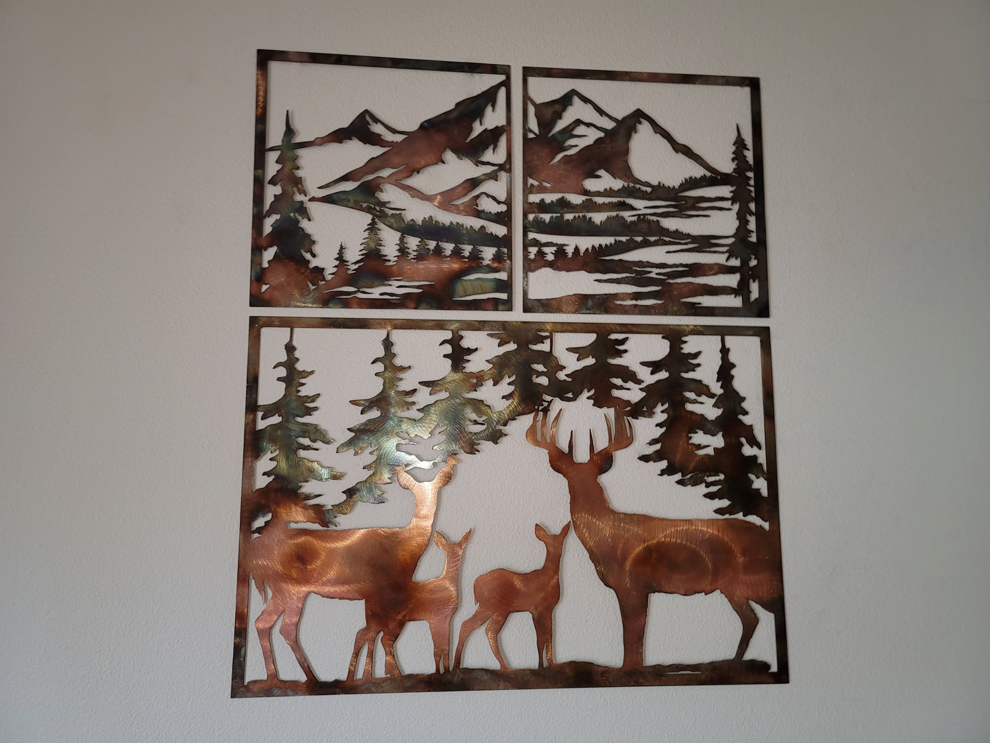 Deer Family Metal Wall Art | Rustic Wildlife Cabin Decor