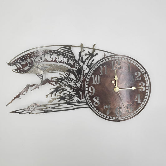 Rustic Metal Fish Wall Clock