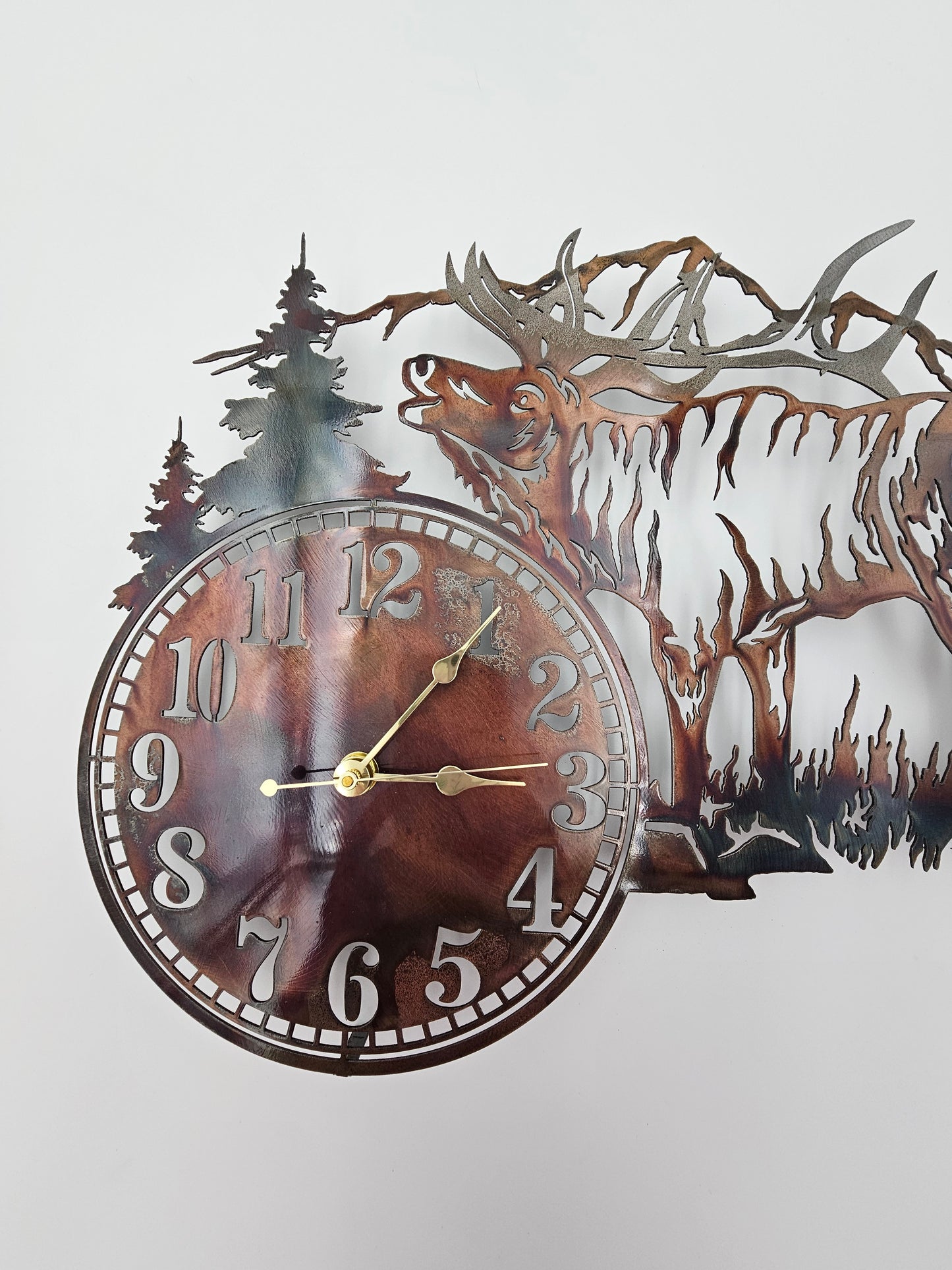 Rustic Metal Elk Wall Clock