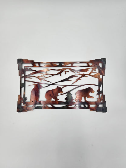 Bear Metal Wall Art | Bear Family Mountain Decor | Rustic Cabin Wall Hanging | Bear Lover Gift