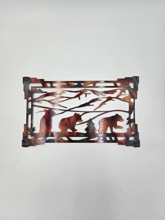 Bear Metal Wall Art | Bear Family Mountain Decor | Rustic Cabin Wall Hanging | Bear Lover Gift
