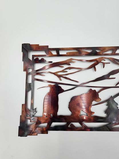 Bear Metal Wall Art | Bear Family Mountain Decor | Rustic Cabin Wall Hanging | Bear Lover Gift