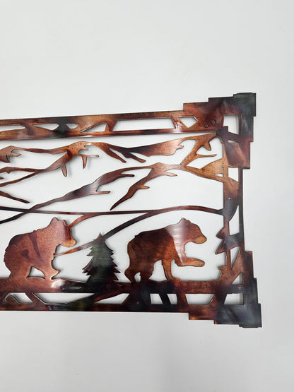 Bear Metal Wall Art | Bear Family Mountain Decor | Rustic Cabin Wall Hanging | Bear Lover Gift