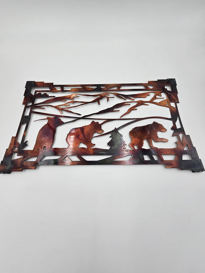 Bear Metal Wall Art | Bear Family Mountain Decor | Rustic Cabin Wall Hanging | Bear Lover Gift