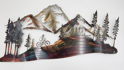 Mountain Bike Metal Wall Art | Personalized Cycling Wall Hanging | Rustic Outdoor Decor
