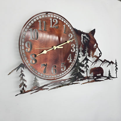 Bear Head Metal Wall Mounted Clock