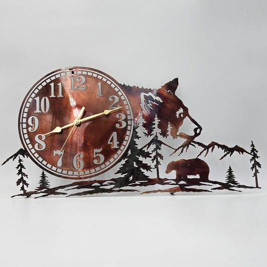 Rustic Metal Bear Head Wall Clock | Wildlife Clock | Cabin & Lodge Wall Decor | Bear Lover Gift