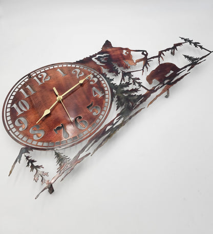 Bear Head Metal Wall Mounted Clock