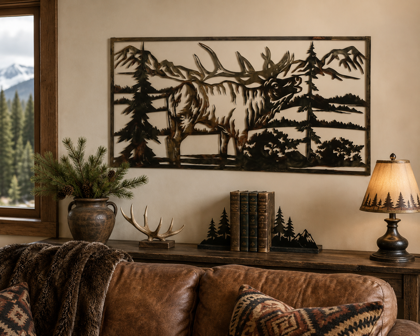 Bugling Elk Metal Wall Art | Mountain Wildlife Cabin & Lodge Decor | Northwind Gifts