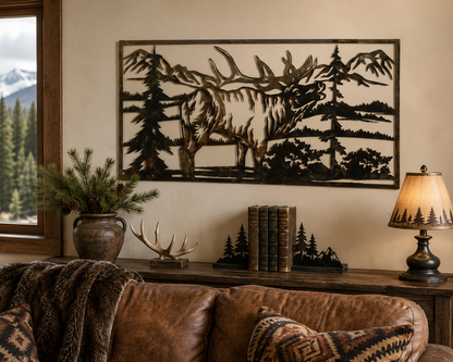 Bugling Elk Metal Wall Art | Mountain Wildlife Cabin & Lodge Decor | Northwind Gifts