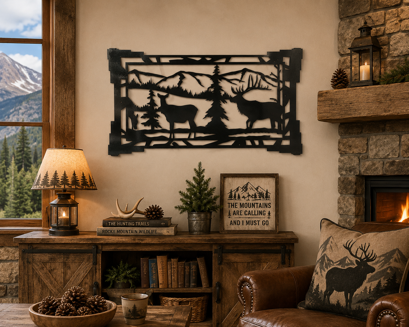 Elk Metal Wall Art | Mountain Wildlife Decor | Rustic Cabin & Lodge Wall Hanging | Elk Hunter Gift