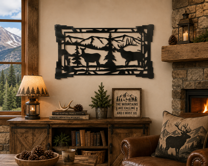 Elk Metal Wall Art | Mountain Wildlife Decor | Rustic Cabin & Lodge Wall Hanging | Elk Hunter Gift
