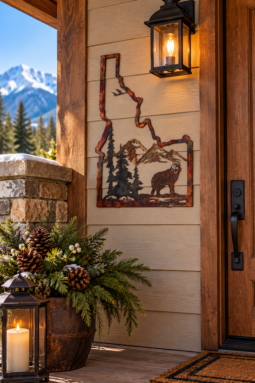 Idaho Wolf Metal Wall Art | Personalized Mountain State Sign