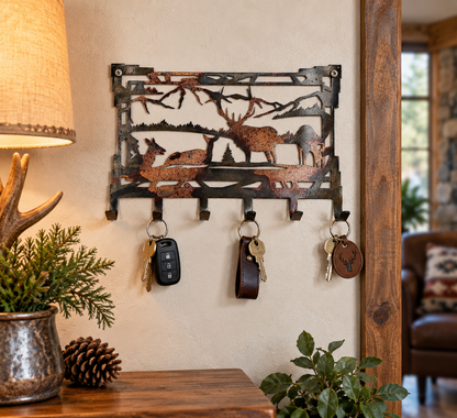 Elk Family Key Rack | Mountain Wildlife Metal Key Holder