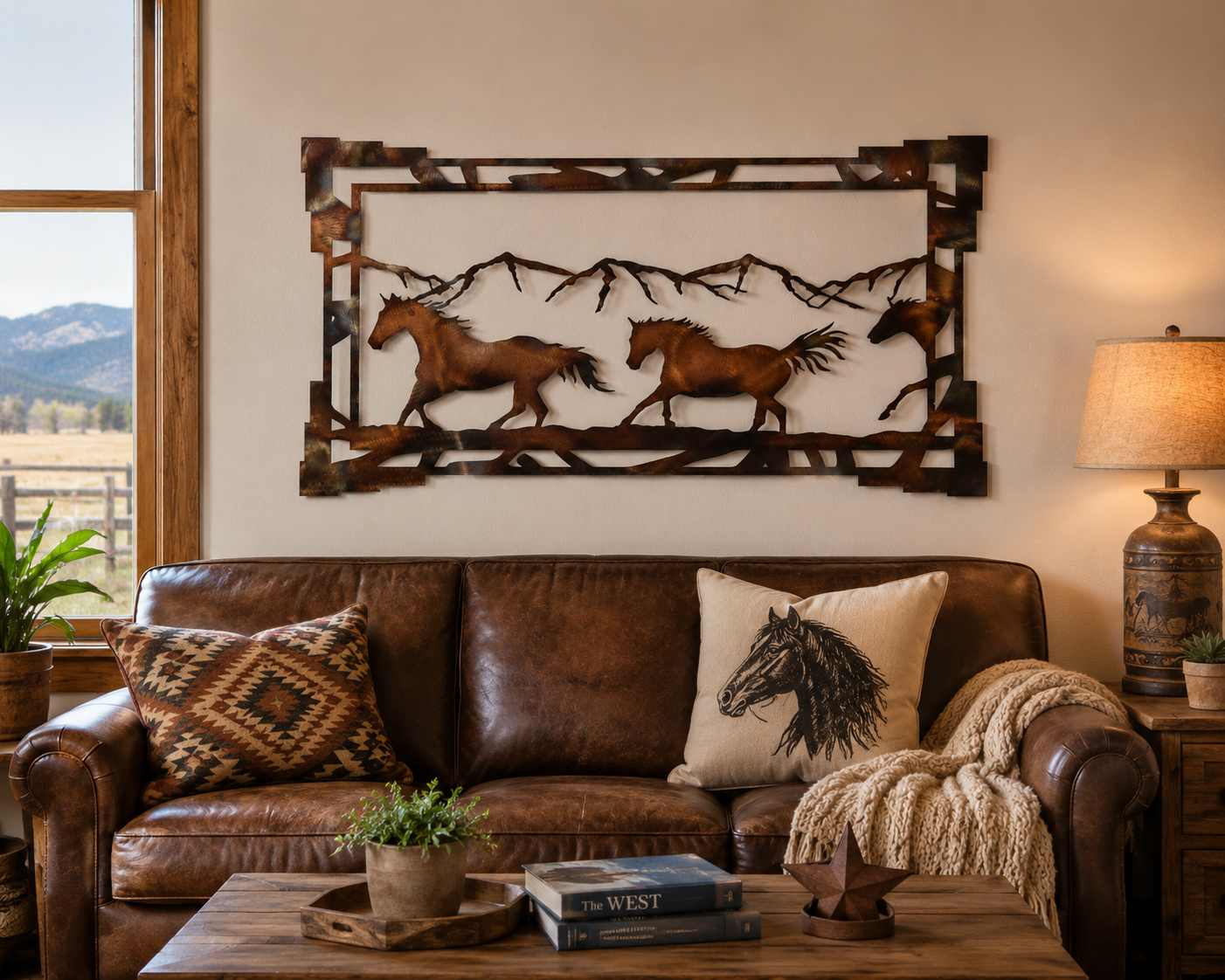 Running Horses Metal Wall Art | Southwest Horse Decor | Western Ranch Wall Decor | Horse Lover Gift