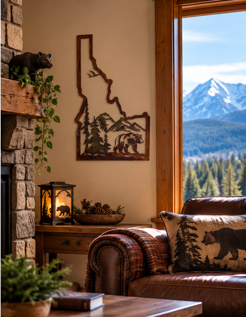 Idaho Bear Metal Wall Art | Personalized Mountain State Sign