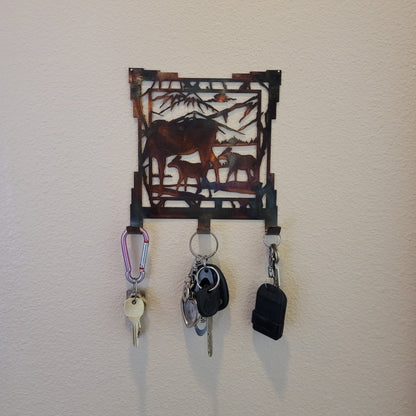 Momma Moose Square Key Rack with keys.