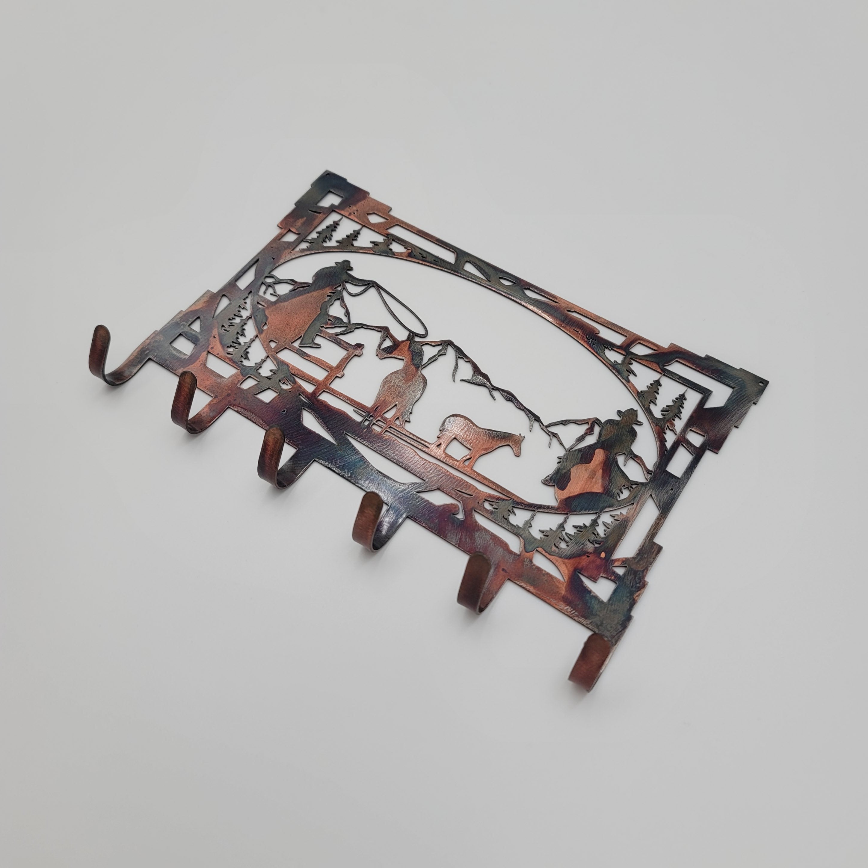 Roping Cowboys Metal Key Rack