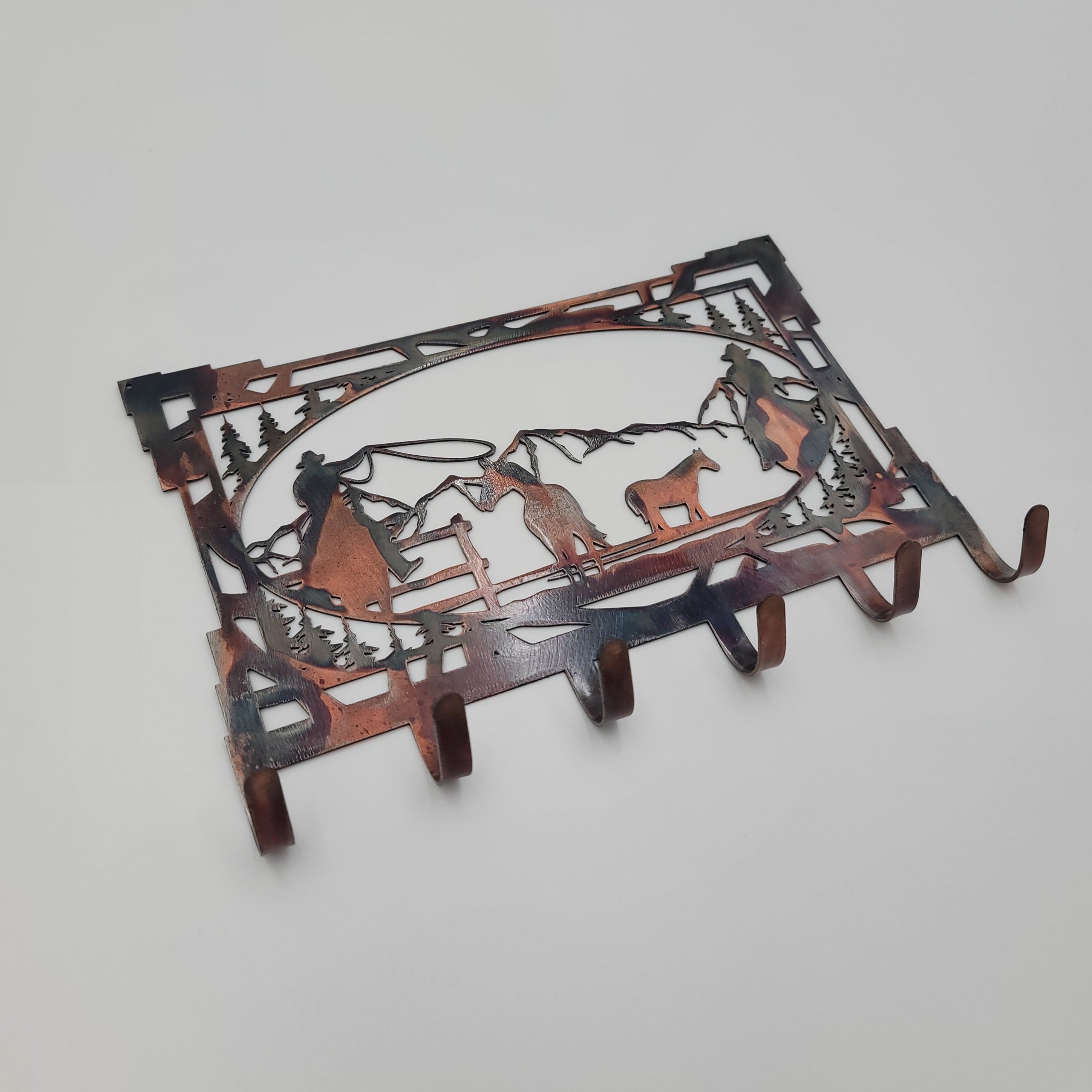 Roping Cowboys Metal Key Rack