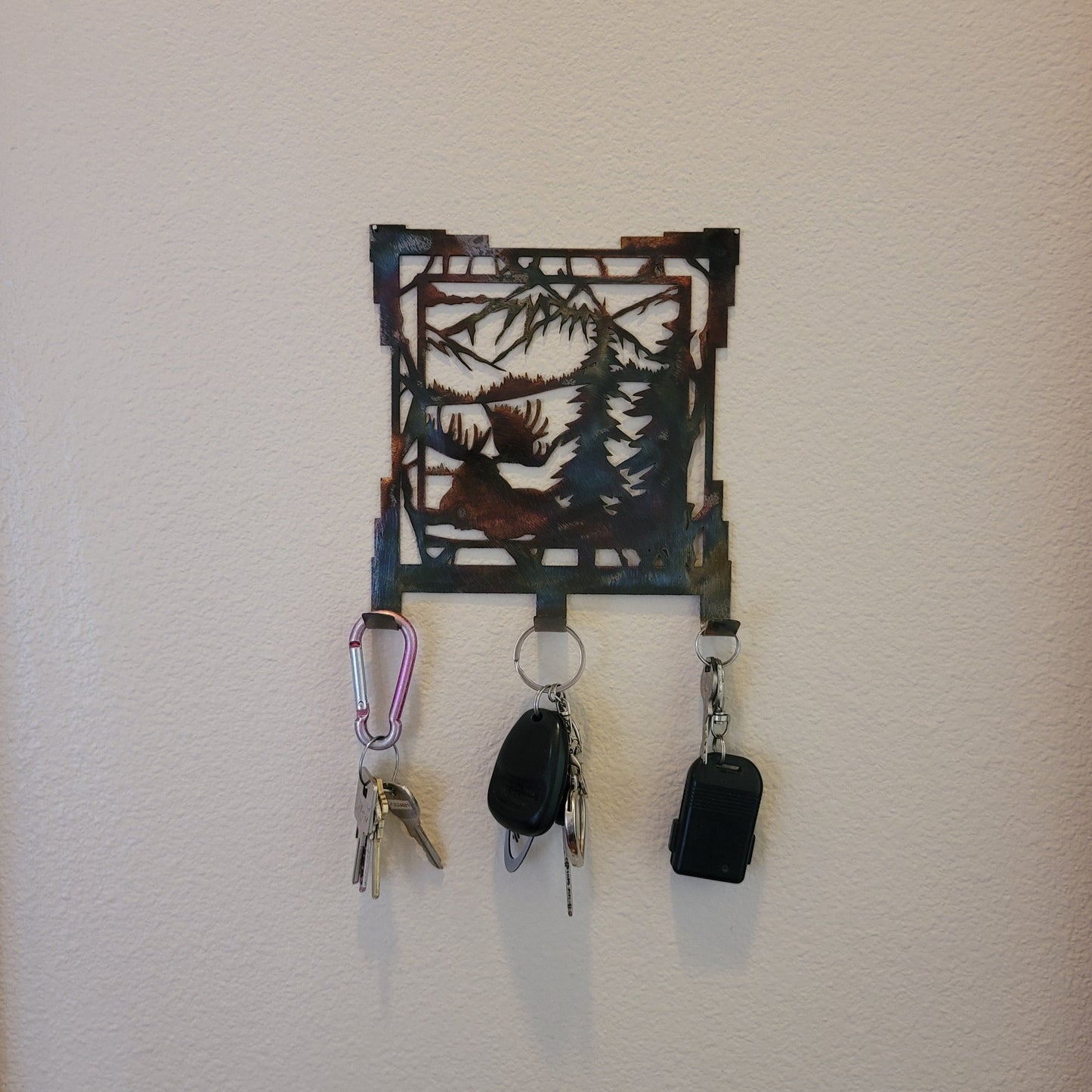 Southwest Moose Key Rack With Keys.