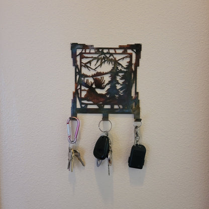 Southwest Moose Key Rack With Keys.