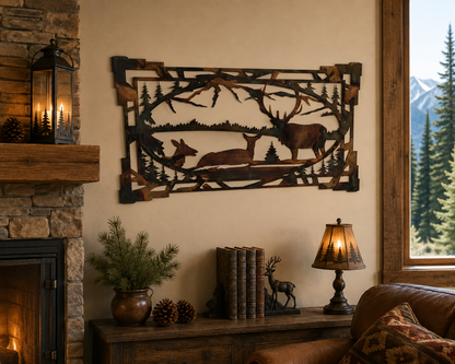 Elk Metal Wall Art | Rustic Wildlife Cabin & Lodge Decor