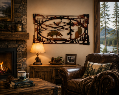 Wolf Mountain Metal Wall Art | Rustic Wildlife Cabin & Lodge Decor