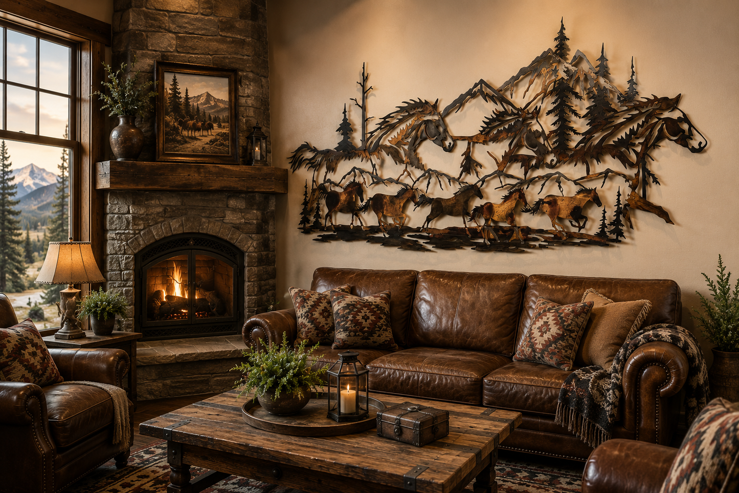 Wild Horses Metal Wall Hanging | Rustic Western Wall Art for Cabin, Ranch & Lodge Decor