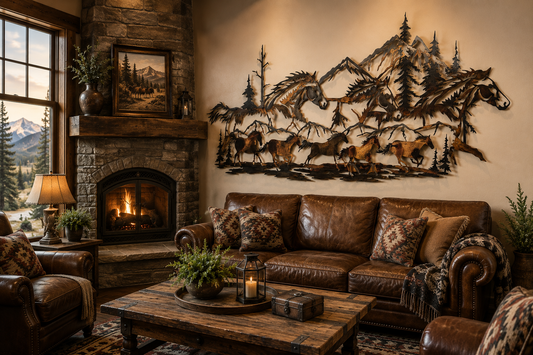 Wild Horses Metal Wall Hanging | Rustic Western Wall Art for Cabin, Ranch & Lodge Decor