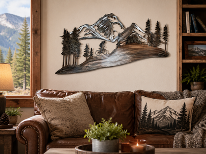 Mountain Bike Metal Wall Art | Personalized Cycling Wall Hanging | Rustic Outdoor Decor