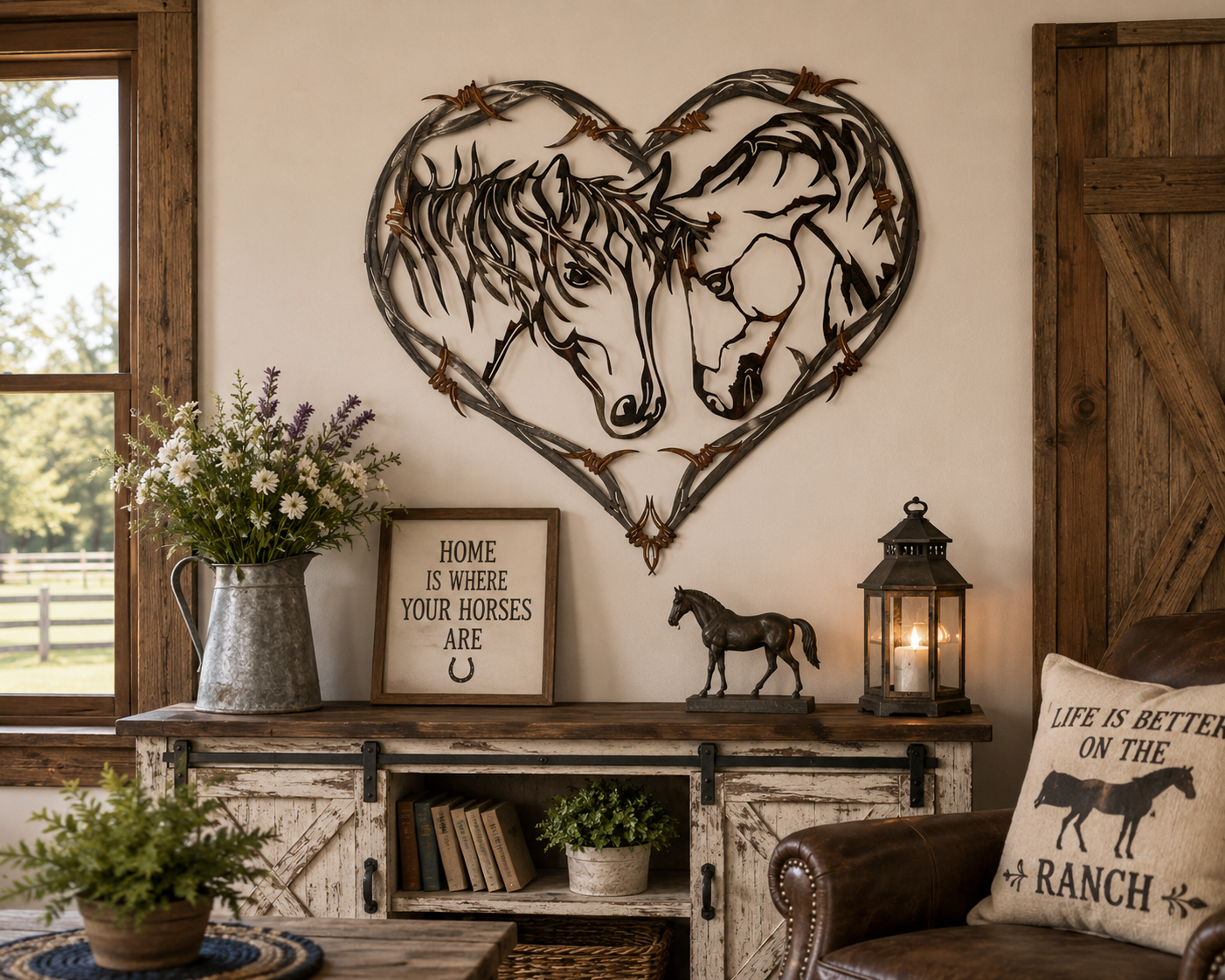 Horse Heart Metal Wall Art | Western Horse Decor | Equestrian Wall Hanging | Horse Lover Gift