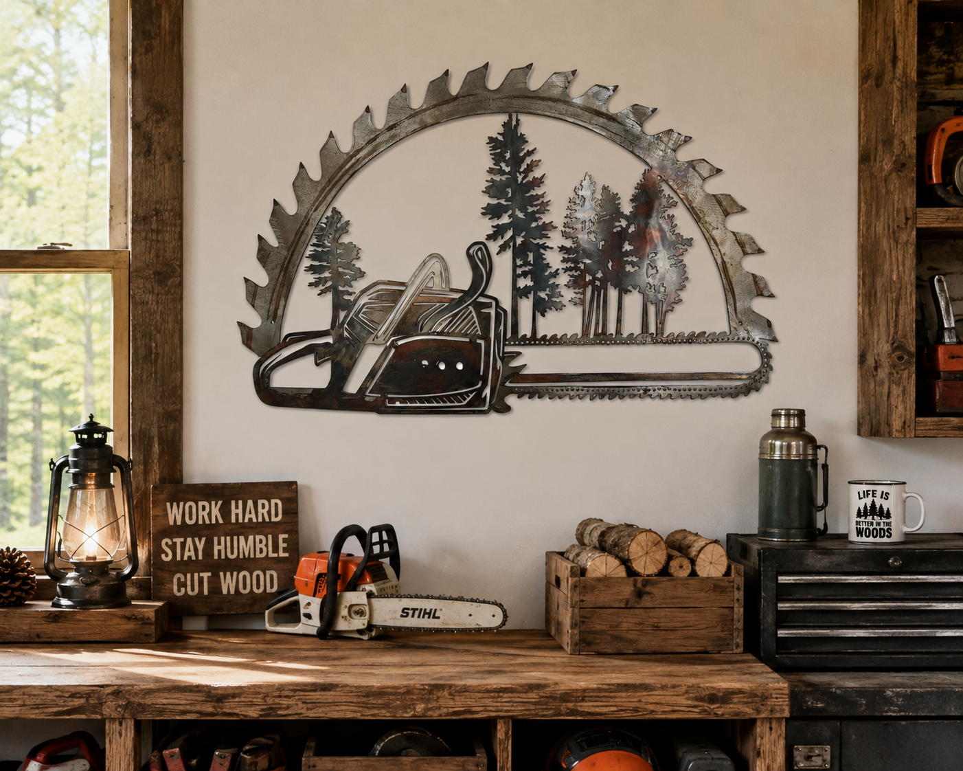 Chainsaw Metal Wall Art | Logger Gift | Rustic Logging & Foresty Decor | Personalized Chainsaw Sign